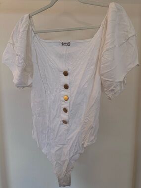 Free People Not Basic Bodysuit in White